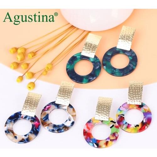 Agustina 2021 fashion acrylic earrings for women earrings korean resin Round earrings simple drop earring Party jewelry girls