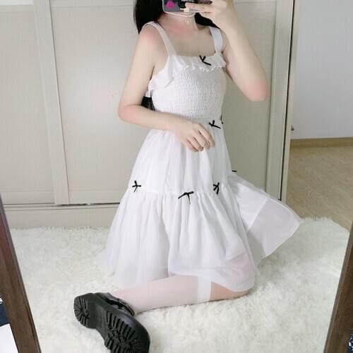 Japanese Style Style Dungaree Dress Womens Sweet Summer Bow Immortal Chiffon First Love Skirt 2020 New Style lolita dress
