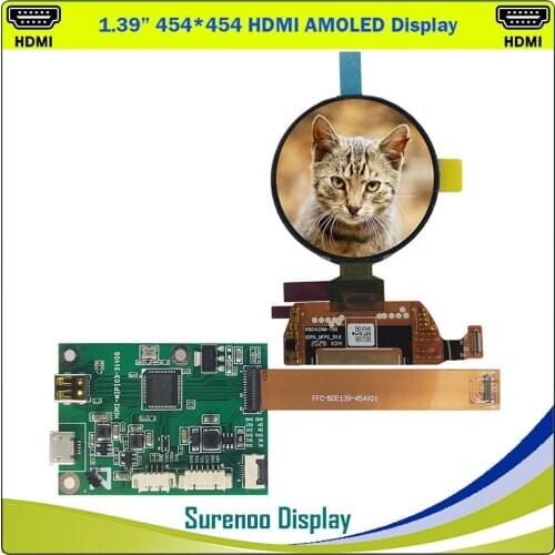 Real AMOLED Diaplay, 1.39" 454*454 HDMI-Compatible MIPI Round Circle Circular OLED LCD Module Screen Panel WB014ZNM-T00-6DP0