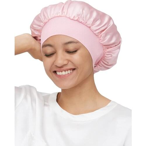 100% Real Mulberry Silk 19 Momme Silk Sleeping Women Cap Traceless Half Elastic Flat Night Cap For Curly And Straight Hair