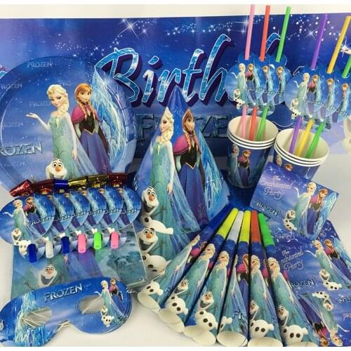 10tyles Princess Frozen 2 Party Supplies Frozen Party Paper Straw Plates Cups Girls Frozen 2 Elsa Anna Birthday Decor Tablecloth