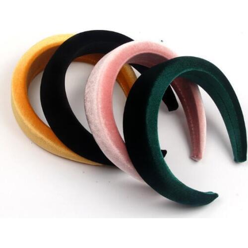 2021 Solid Spong Headbands For Women Girls Padded Cotton/Satin/Velvet Hairbands Hair Hoop Ladies Bezel Hair Accessories