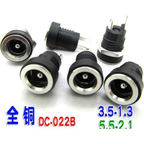 3A 12V For DC Power Supply Jack Socket Female Panel Mount Connector 5.5mm 2.1/2.5mm Plug Adapter 2 Pins 5.5*2.1 5.5X2.5 3.5-1.3