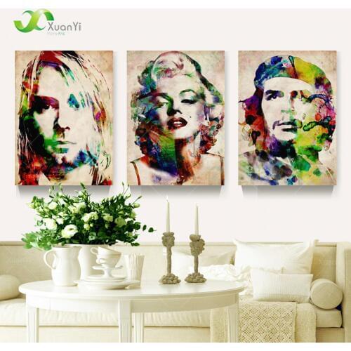 3 Panel Pop Art Painting Marilyn Monroe Poster Abstract Portrait Cuadros Canvas Wall Picture For Living Room Unframed PR1060