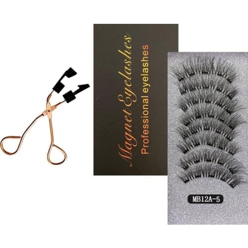 3D Magnetic eyelashes with 4 pairs 5 magnets magnetic lashes natural faux cils Handmade Mink False eye lashes tweezers Set