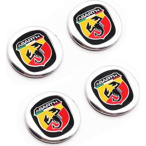 4pcs 14mm 3D Aluminum Car Logo Key Fob Decoration Emblem key badge sticker Auto Accessories For Abarth 124 125 500 695 5CC TC