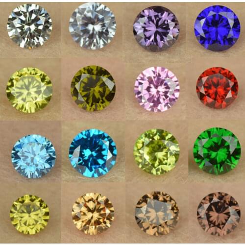 50pcs/Lot 5A Quality Various Color 3mm-16mm Round Brilliant Cut Loose White Garnet Pink CZ Synthetic Gems Cubic Zirconia Stone