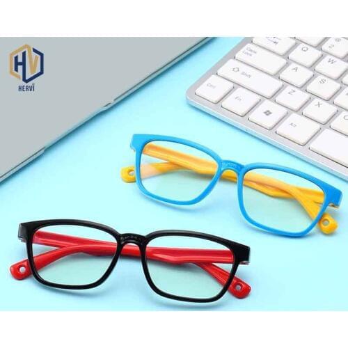 Anti Blue Light Fashion Square Optics Glasses Frame Boy Girl Twotone Splice Silica Gel Spectacles Frames Prescription Eyeglasses
