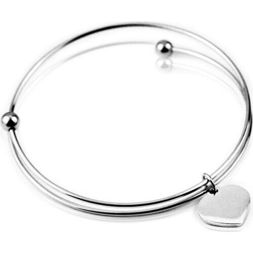 Titanium Steel Wristband Coil Bracelet Souvenir Elasticity Pendant Heart Stretch Love Womens Mothers Day Simplicity Souvenir