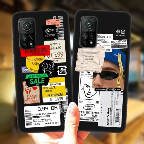 For Xiaomi Mi 10T Lite Redmi Note 9S 7 8 9 10 Note10 Pro 8T 9C 9A Black Case Luxury Retro Bar Code Label Art Soft Silicone Cover