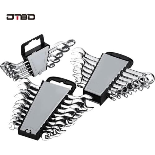 DTBD 19PCS Key Ratchet Wrench Set Adjustable Spanner Socket Tool Set Car Wrench Set Hand Tools Socket Head Wrench Set Spanner