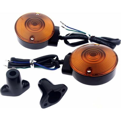 Gloss Black Front Orange Turn Signal With Brackets For Harley 1996-2016 Electra Glide Road King Tour Models