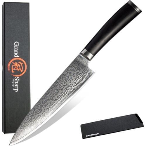 GRANDSHARP 8 Inch 67 Layers Japanese Damascus Steel Damascus Chef Knife VG-10 Blade Damascus Kitchen Knife PRO Cooking Tool Gift
