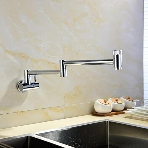 Chrome plated foldable single cold faucet single cold faucet kitchen sink faucet extended faucet overseas warehouse