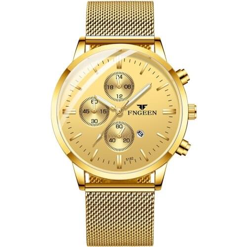 Classic Watch Casual Fashion Watches for Male Sport mesh Leather Wrist Watch Men Watch Chronograph Relojes Hombre