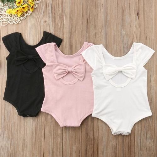Newborn Baby Girl Kid Bowknot Romper Toddler Summer Clothes Outfit Sleeveless Baby Girl Clothing Jumpsuit