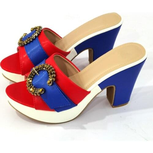 Beautiful Mixed color High Heel 10CM Women Shoes With Rhinestone Decoration African Pumps For Party CR2115