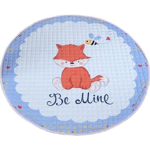 Round Bedroom Carpet for Boys Girls Crawling Play Mat Nursery Baby Room Decor Rug Childern Floor Pads Kids Toys Storage Bag