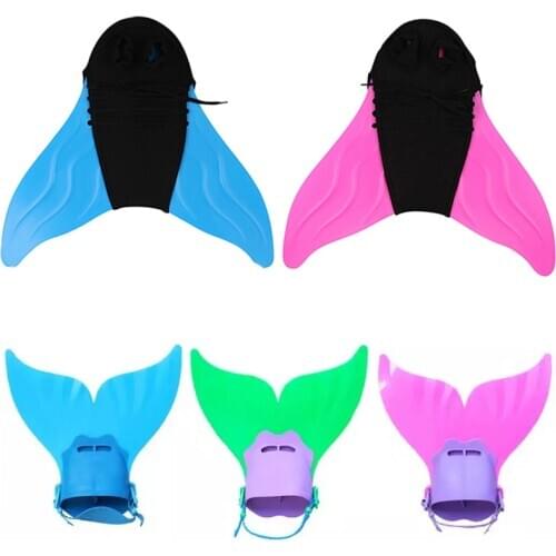 Adult Kids Swimming Fins Training Flipper Black Pink Blue Mermaid Swim Foot Flipper Diving Feet Tail Monofin Children C28187AD