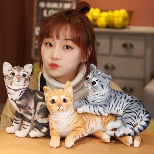 Cartoon Little Simulation Stripe Cat Plush Kids Sleeping Doll Stuffed Toy Girl Boy Creative Gift