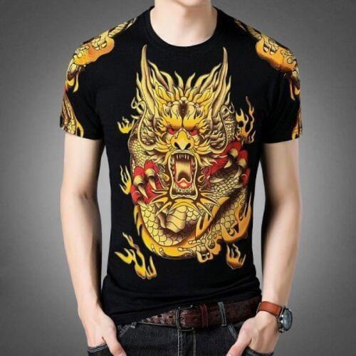 Oversized T Shirt Men Chinese Dragon 3D T Shirt For Boy Black Summer Short sleeve