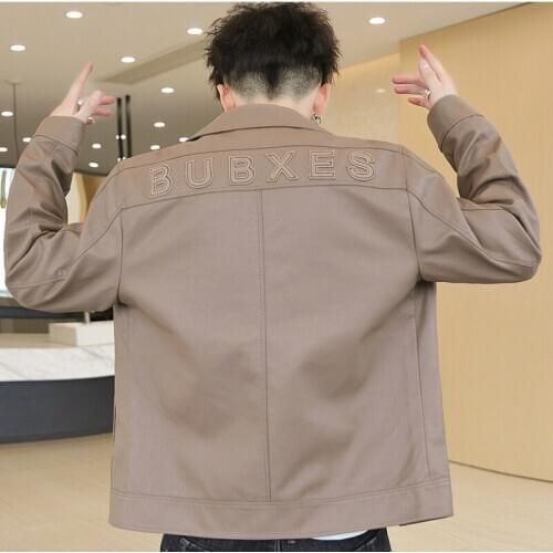 Mens Jacket PU Leather Jacket Men Coat Motorcycle Letter Jacket Fashion Coat Autumn Winter Coat Plus Size M-4XL