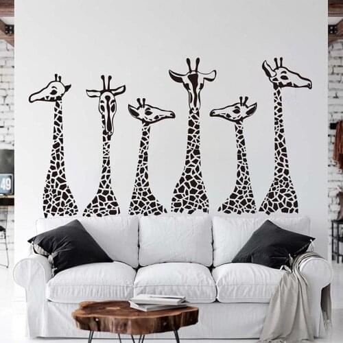 Set Of 6 Pcs Large Giraffe Animal Head Wall Sticker Bedroom Sofa Cartoon geometric Giraffe Animal Zoo Wall Decal Living Room G92