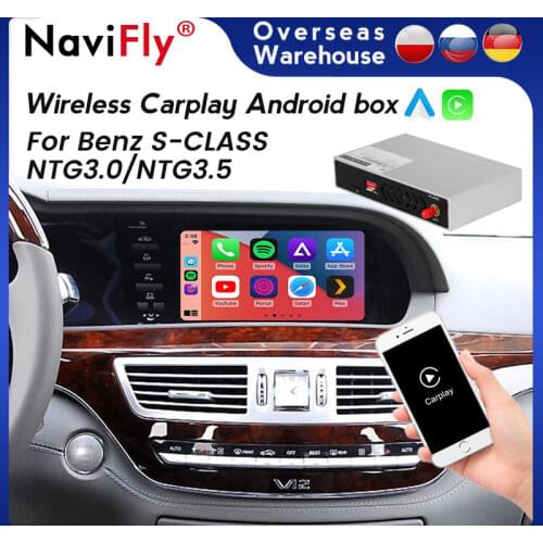 NaviFly Apple Wireless Carplay Android Auto For Mercedes Benz S W221 W216 CL 2005-2013 S-Class S320 S350 Car Play Adapter AI Box