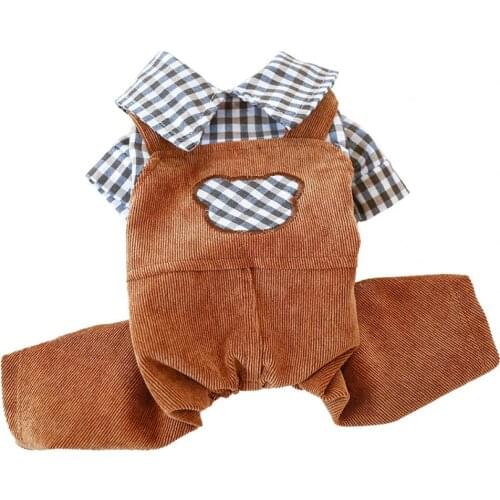 Autumn Winter Lovely Pet Dogs Overalls Cartoon Design Windproof Patchwork Small Dog Warm Four-legged Clothes Pet Accessories
