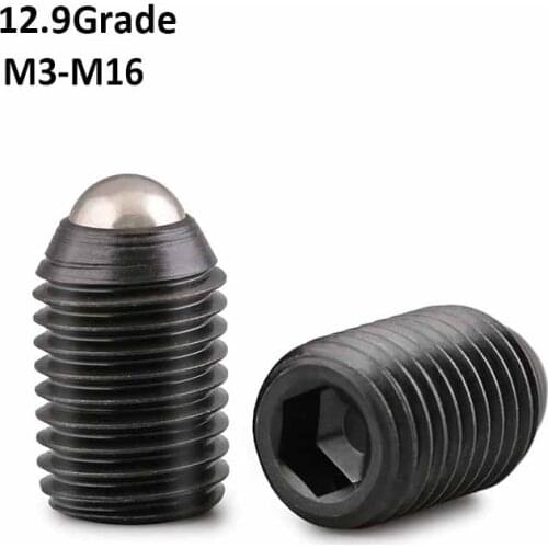 Socket Spring Ball Plunger Grub Point Bolt Black Ball-Point Set Screws Grade 12.9 Carbon Steel M3 M4 M5 M6 M8 M10 M12 M16