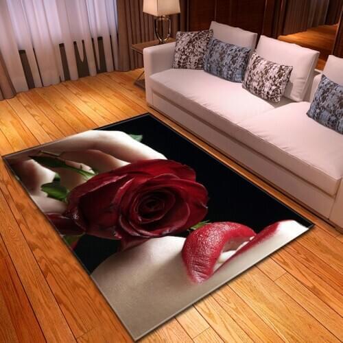 Romantic Rose 3D Printed Bedroom Area Rugs Home Large Size Carpets Kids decorative Carpet Children Play Tent Antiskid Floor Mats