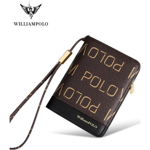 WilliamPolo Womens Luxury Brand PVC synthetic Short Wallet Women Fashion Credit Card Holder Coin Purses Business zipper buckle
