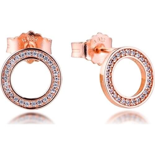 CKK Earring Sparkling Round Stud Earrings Sterling Silver Fshion Jewelry 100% 925 Silver Women Brincos Pendientes Aretes