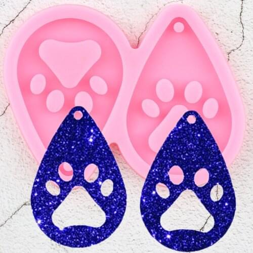 L/M/S Bear Paw Tear Drop Hoop Earrings Handmade DIY Epoxy Mould Keychains Silicone Molds Fashion Jewelry Resin Craft Moulds