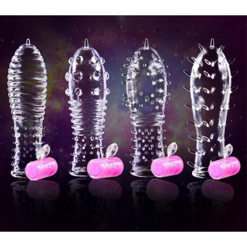 Silicone Penis Ring Vibrator Delay Vagina Condom Ribbed Dildo Penis Enhancer Penis Sleeve Vibrating Cock Rings Sex Toy for Men