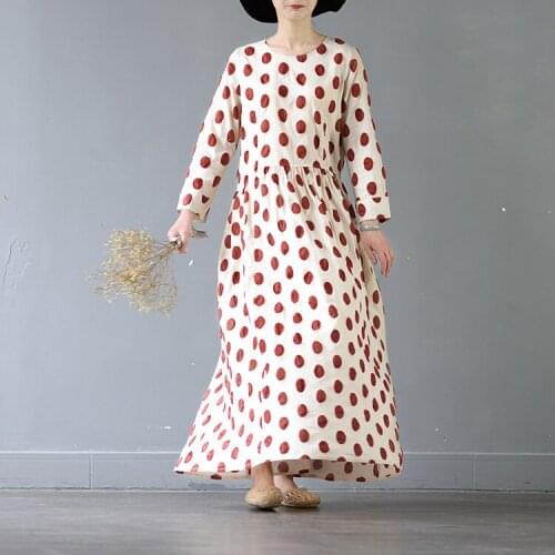 Wave Point Round Neck Loose Dress S374