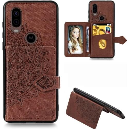 Datura Embossed Card Holders Wallet Case For Motorola Moto One Version Canvas Flip Case For Moto One Version Back Cover