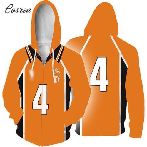 Anime Cosplay Haikyuu Hoodie Sweatshirt Nishinoya 3D Print Jackets Mens Hinata Shouyou Uniform Zipper Hoodies Coat Tops Clothes