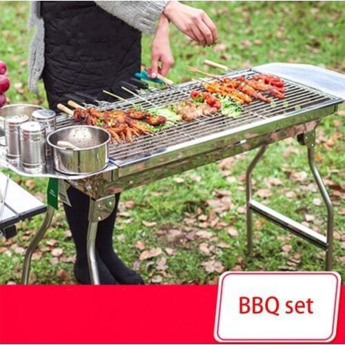 Stainless Steel Barbecue Rack Outdoor 5 Person or More Household Charcoal Barbecue Stove Full BBQ Grill Set, Barbecue-001
