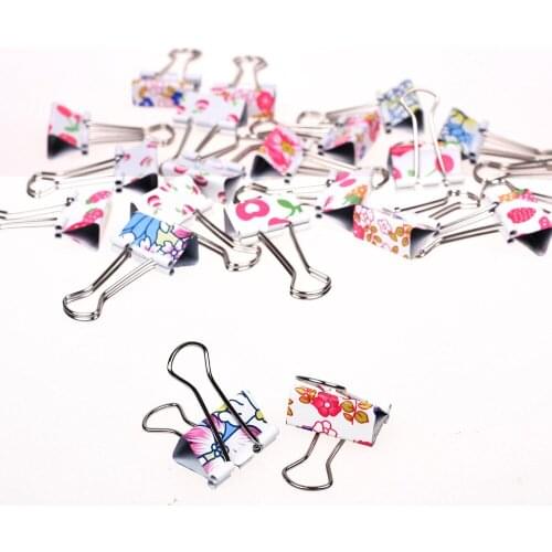 Pack of 24 Floral File Organizer Paper Holder Metal Binder Clips Paper Clips