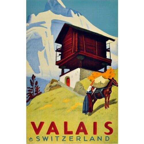 VALAIS SWITZERLAND Vintage Retro Travel Railways Photo Art Film Print Silk Poster for Your Home Wall Decor 24x36inch