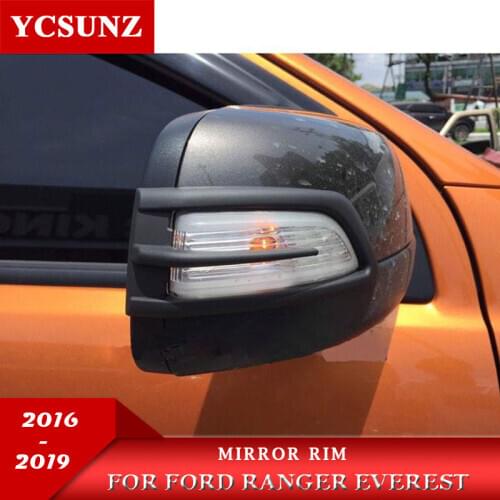 2019 Mirror Rim For Ford Ranger 2012-2019 Everest Endeavour 2016 2017 2018 2019 ABS Black 2pcs/set