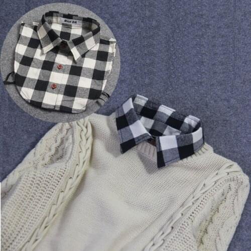Fake Collars mujer Classic Plaid dot false collars white black All Matching red Detachable Shirt Collar accessories adult unisex