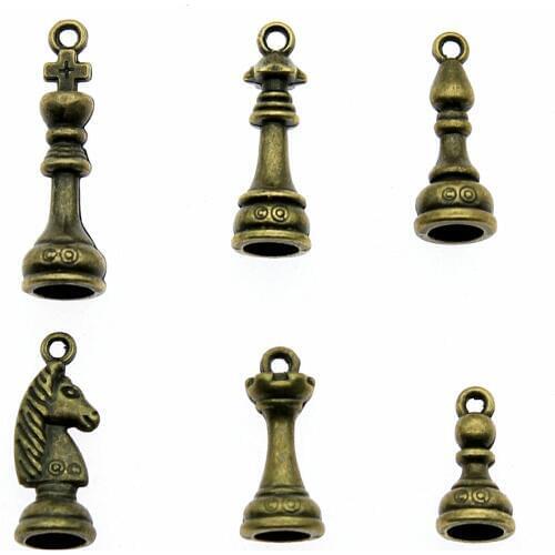 12pcs Chess Charms Antique Bronze Color Chess Charms Pendants For Bracelets Chess Charms Making Jewelry