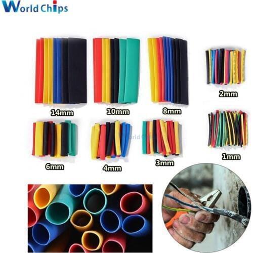 164pcs Set Polyolefin Shrinking Assorted Heat Shrink Tube Wire Cable Insulated Sleeving Tubing Set 2:1 Shrinkable Sleeving Tubes