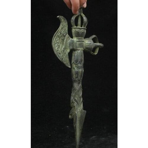 32cm Collect Chinese Old Pure Bronze Handmade dagger weapon Fa Qi Sculpture