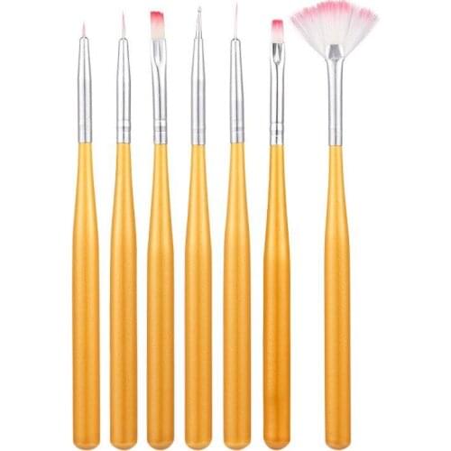 7Pcs/Set Manicure Brushes Set Nail Art Design Painting Shading Drawing Pen Polish Nail Brush Kit Gel Varnishes Tools
