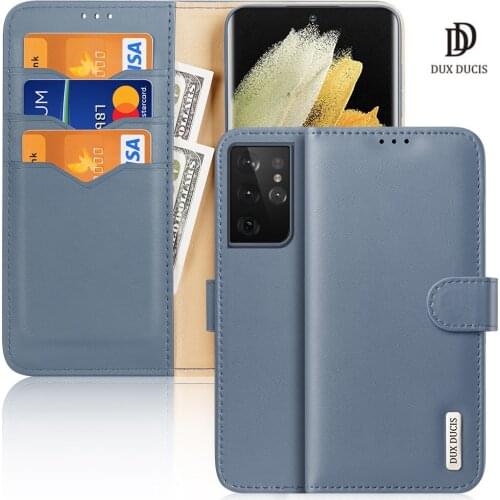 For Samsung Galaxy S21 Ultra 5G DUX DUCIS Hivo Series Flip Cover Luxury Leather Wallet Case Full Good Protection Steady Stand