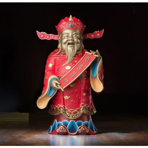 HOME SHOP Company TOP high grade Mammon Wealth God TU DI GONG CAI SHEN YE statue bring money good luck Handmade brass Sculpture