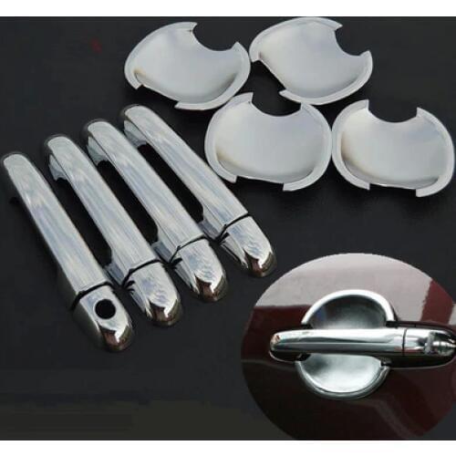 FUNDUOO New Chrome Car Door Handle Cover + Cup Bowl Cover Trim Sticker For Kia Forte Kia Cerato 2009 2010 2011 2012